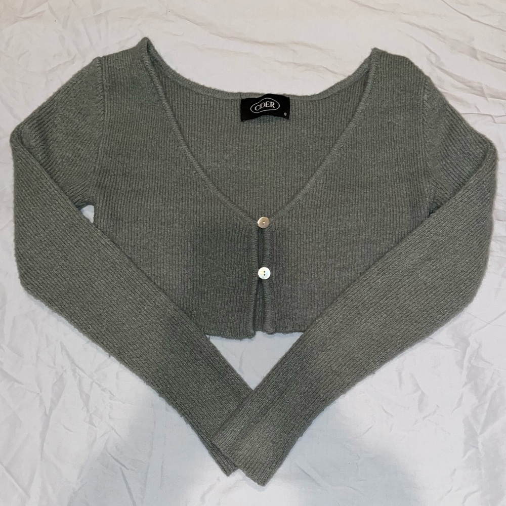 cropped green sweater